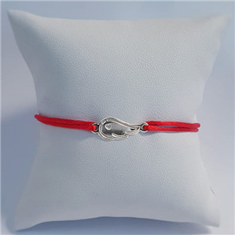 KA1050R-ST Červený textilní náramek křídlo, Ag 925