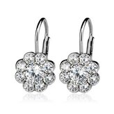 ZB53484-C Stříbrné náušnice kytičky, čiré zirkony - květiny