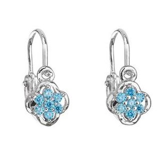 EG2311-Q Stříbrné dětské náušnice, tyrkysová kytička - květiny