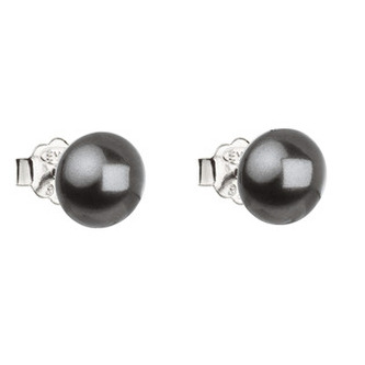 EG2080-GR Stříbrné náušnice s perličkami Crystals from Swarovski® GREY