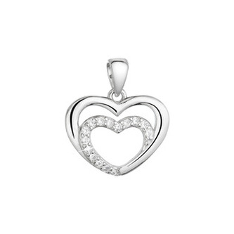 EG1233 Stříbrný přívěsek dvě srdíčka se zirkony - srdce