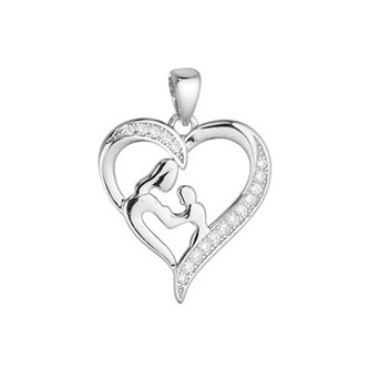 EG1578 Stříbrný přívěsek matka a dítě - srdce