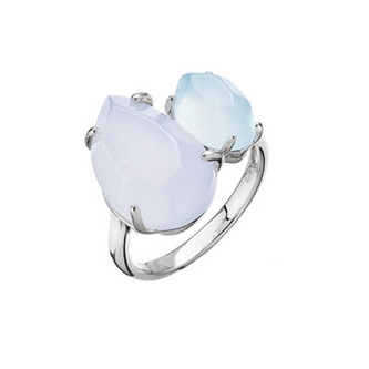 EG1791-58 Stříbrný prsten pravý aquamarin a blue chalcedon