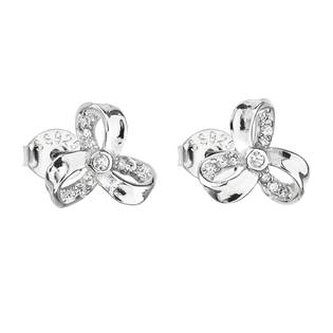 EG2586 Stříbrné náušnice s mašličky se zirkony