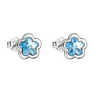 EG2511-AQ Stříbrné náušnice kytičky Crystals from Swarovski® Aqua - květiny