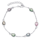 NB-1287 Dámský stříbrný náramek s barevnými kameny
