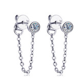 MN147 Stříbrné řetízkové náušnice s moissanity