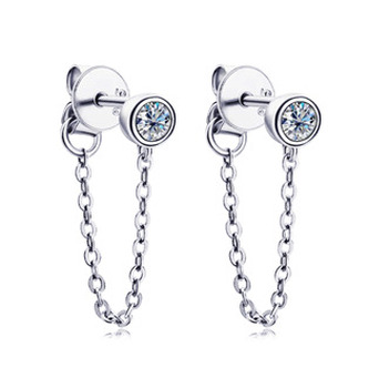 MN147 Stříbrné řetízkové náušnice s moissanity