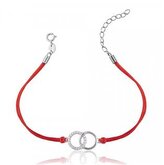 IT0005-R Červený náramek se stříbrnými kroužky