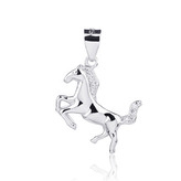 NB-4477 Stříbrný přívěšek - kůň se zirkony - zvířátka