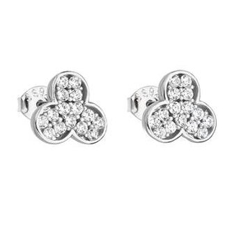 EG2631 Stříbrné náušnice květiny se zirkony