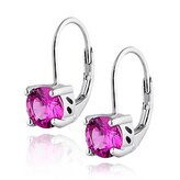 NB-3519 Stříbrné dámské náušnice růžové zirkony