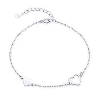 NB-1245 Stříbrný náramek srdíčko - srdce