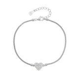 NB-1280 Stříbrný náramek srdíčko se zirkony - srdce