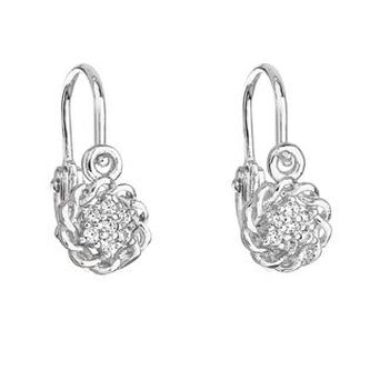 EG2310-C Stříbrné dětské náušnice kytičky, čiré zirkony - květiny