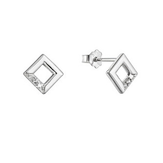 EG2475 Stříbrné náušnice kosočtverečky se zirkony