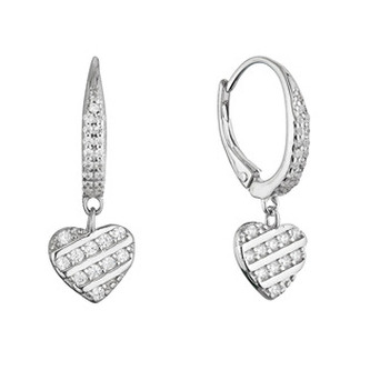 EG9198 Stříbrné náušnice se zavěšeným srdíčkem - srdce