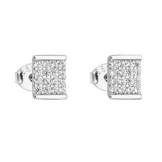 EG2613 Stříbrné náušnice obdélníky se zirkony
