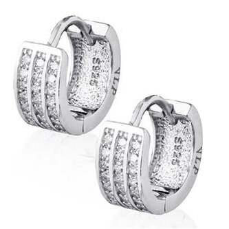 NB-3240 Stříbrné náušnice kroužky se zirkony