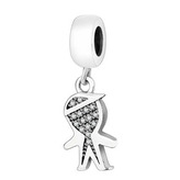 B0063 Visací stříbrný přívěšek korálek chlapeček - rodina