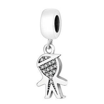 B0063 Visací stříbrný přívěšek korálek chlapeček - rodina