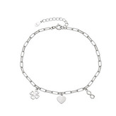NB-1256 Dámský stříbrný náramek s přívěsky - čtyřlístky