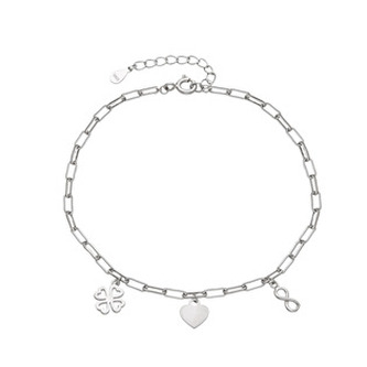 NB-1256 Dámský stříbrný náramek s přívěsky - čtyřlístky