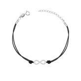 IT0014-K Černý náramek se stříbrným nekonečnem - nekonečno - ležatá osmička