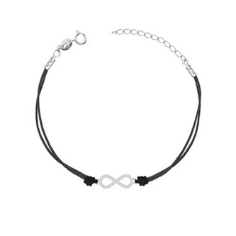 IT0014-K Černý náramek se stříbrným nekonečnem - nekonečno - ležatá osmička