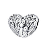 B0853 Stříbrný přívěšek korálek na náramek - srdce