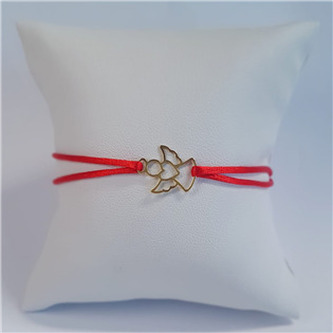 KA1004R-GD Červený textilní náramek andílek, Ag 925 - andílci