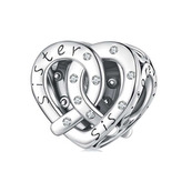 B0281 Stříbrný přívěšek korálek na náramek - srdce