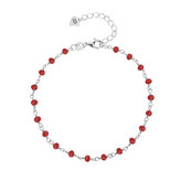 NB-1209 Stříbrný náramek s červenými kamínky