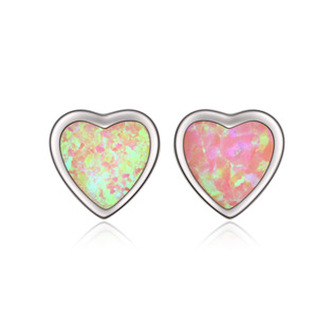 NB907-OP58 Stříbrné náušnice s růžovým opálem