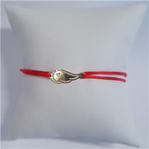 KA1050R-GD Červený textilní náramek křídlo, Ag 925 - srdce