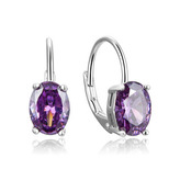 NB-3782 Stříbrné náušnice s fialovým zirkonem