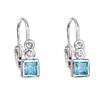 EG2306-Q Stříbrné dětské náušnice čtverce, tyrkysové zirkony