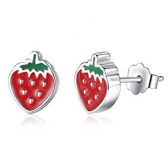 DN-0030 Dětské stříbrné náušnice jahůdky