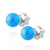 NB946-OP05 Šroubovací stříbrné náušnice s modrým opálem