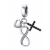 NB-8192 Stříbrný přívěšek korálek s přívěsky - kříže