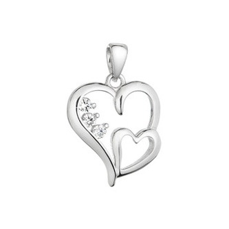 EG1232 Stříbrný přívěsek srdíčka se zirkony - srdce