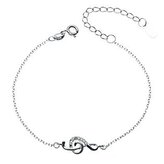 NB-1021 Dámský stříbrný náramek- houslový klíč - čtyřlístky