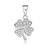 NB-4506 Stříbrný přívěšek čtyřlístek se zirkony - čtyřlístky