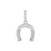 NB-4071 Stříbrný přívěšek - podkova se zirkony
