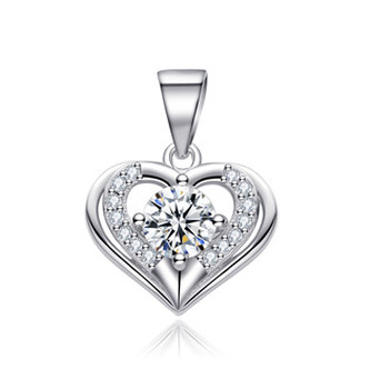 NB-4386 Stříbrný přívěšek srdíčko se zirkony - srdce