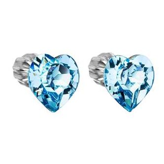 EG2034-AQ Stříbrné náušnice srdíčka Crystals from Swarovski® Aqua - srdce