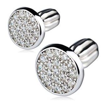 ZB83281-C Stříbrné náušnice šroubovací, čiré zirkony