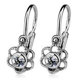 CS1090 Dětské náušnice stříbrné - kytička, čirý zirkon - květiny