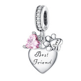 B0844 Stříbrný přívěšek korálek na náramek Best Friends - zvířátka