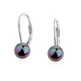 NBP1022-06 Stříbrné náušnice - duhové perly 6 mm